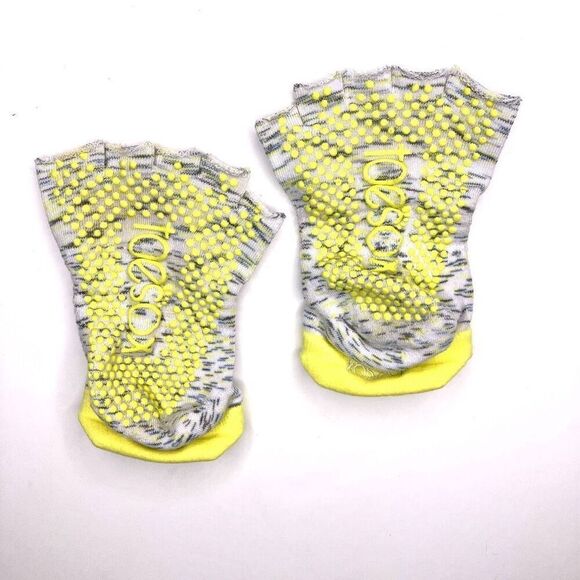 TOESOX Pilates Yoga Grip Socks, Low-rise Half-toe, OS Yellow Gray - Picture 2 of 4